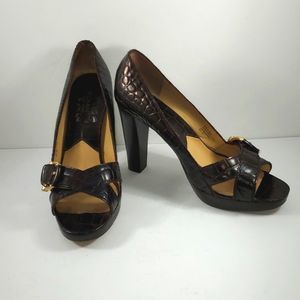 MICHAEL Michael Kors Leather Open Toe Heels (S537)